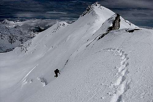 Climbing the ridge from...