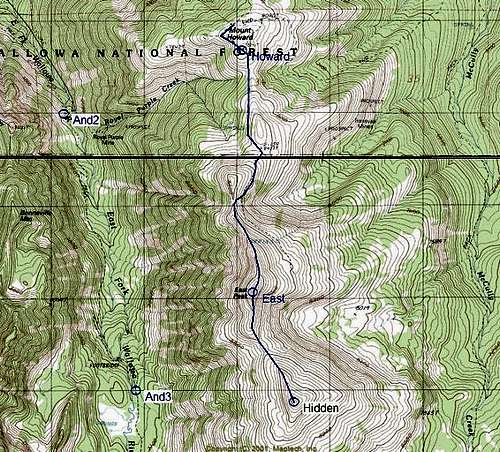 Topo of route from Mt. Howard...