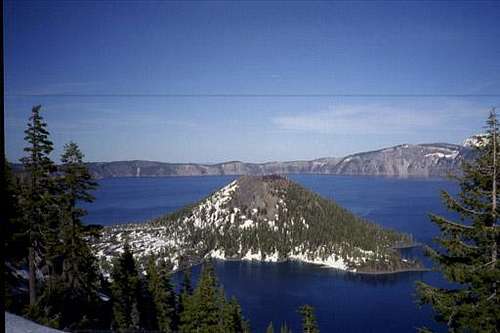 Wizard Island in Crater Lake.