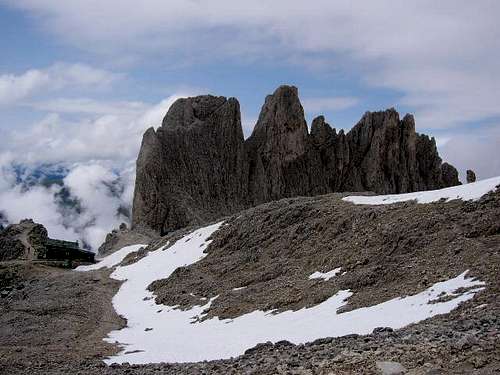 The Rifugio Santner (2734 m)...