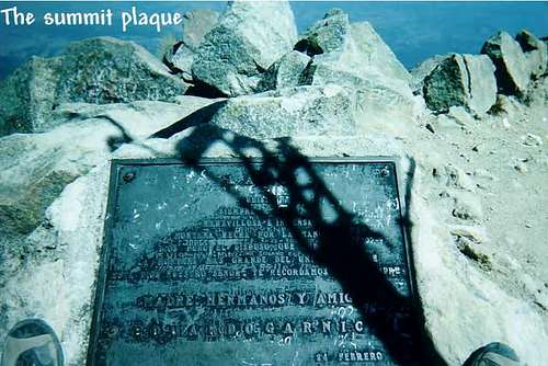 The summit plaque on the...