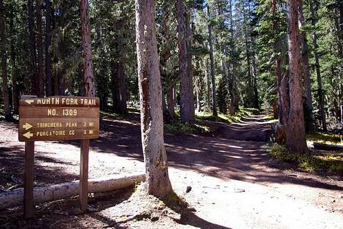 Junction of North Fork Trail and Trinchera Peak Rd.