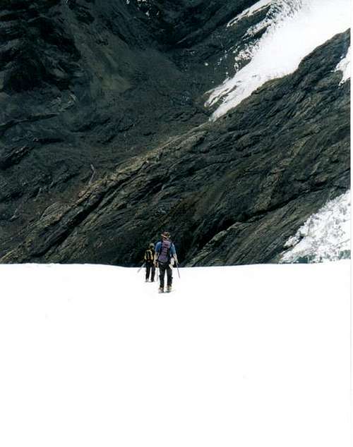 Descending the glacier