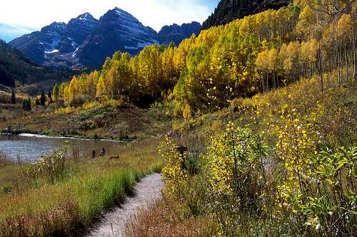 The Maroon Bells above the...