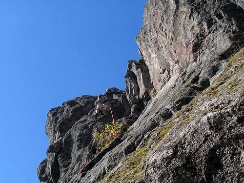Haydar climbing Rawhide (5.8)...