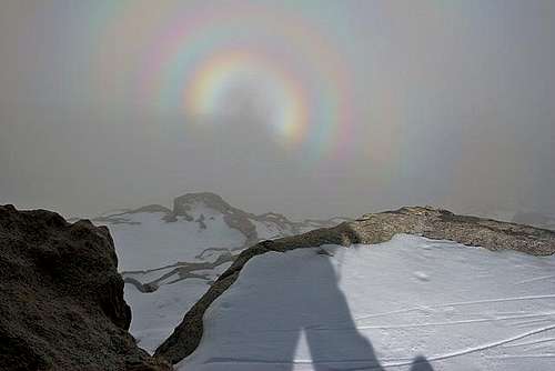 Circular rainbow in a white...