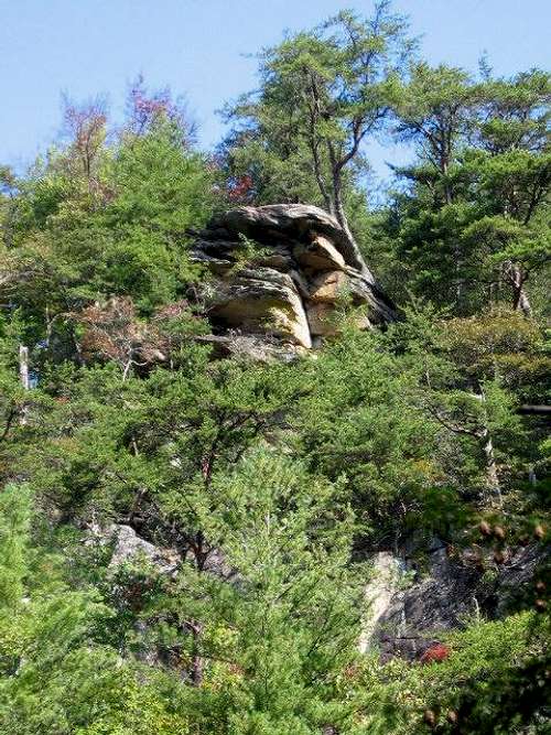 An overhanging rock ledge...