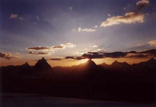 Sunset above the Matterhorn,...