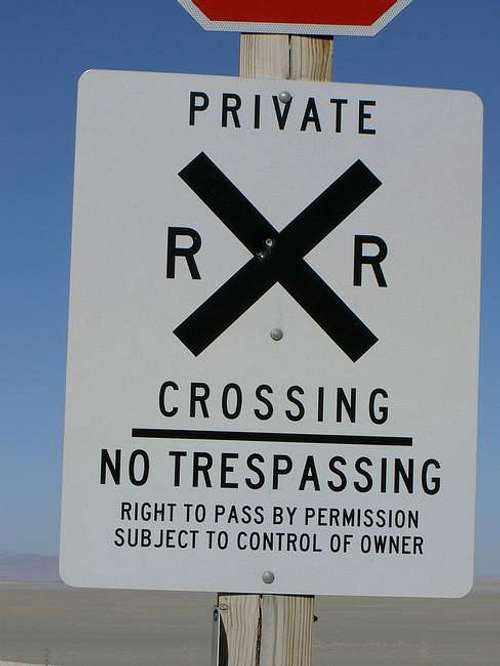 The sign at the railroad.
