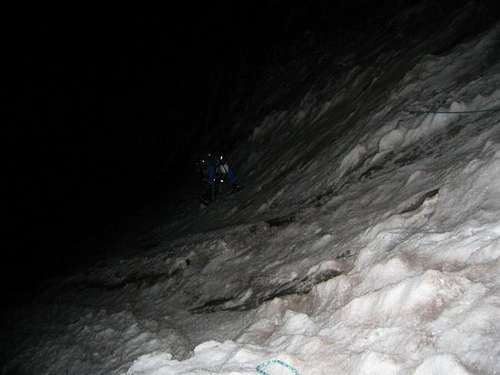 Ascending the second pitch....