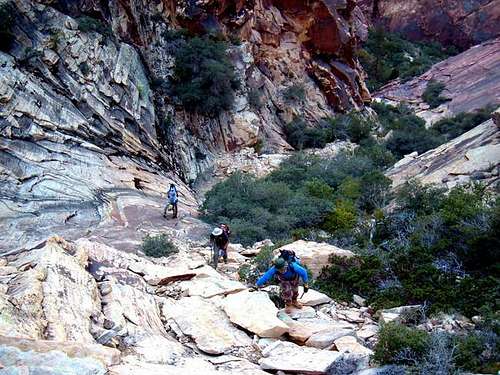 Hikers encounter the steep...