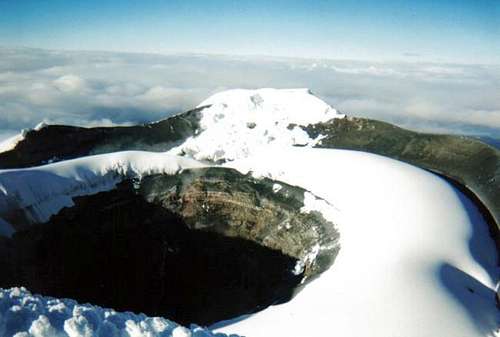 View of the crater rim and...