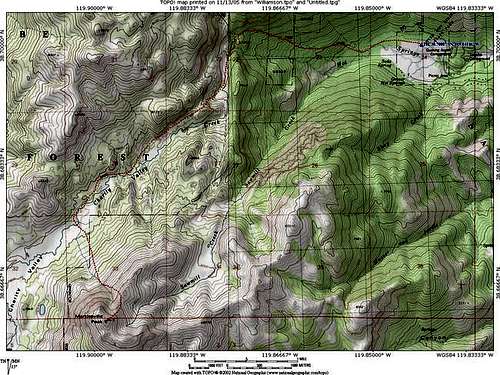 Topo map of approach from...