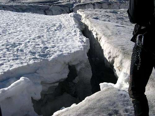 A big crevass on Vioz Glacier