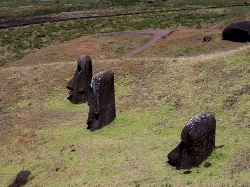 Some of the moai statues on...
