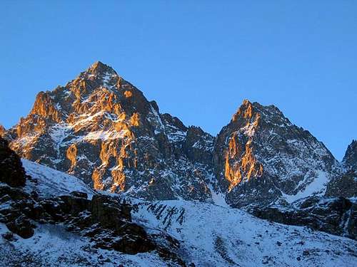 first light on monviso