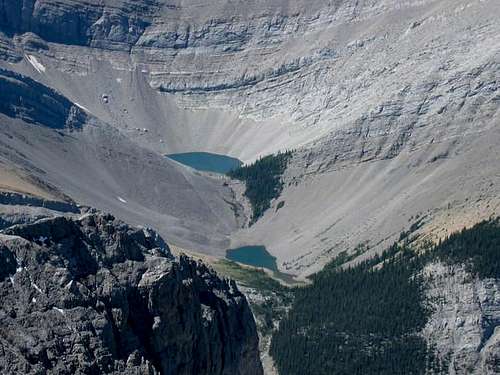 Two alpine tarns seen from...