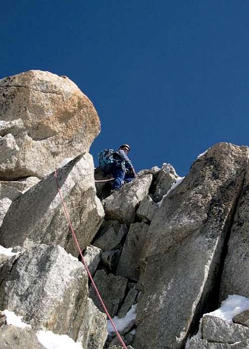 Giò is climbing the rocky...