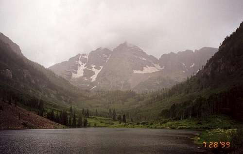 A view of the Maroon Bells on...