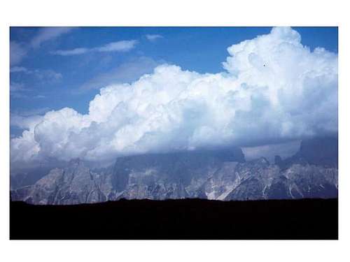 The cloudy Sorapiss seen from...