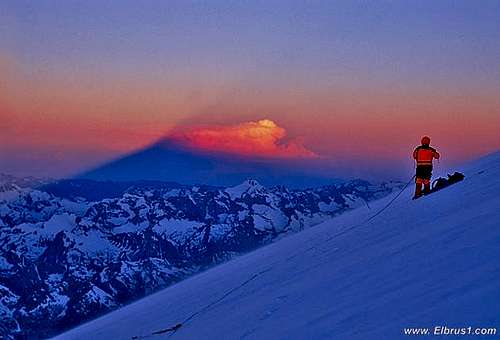 Climbing Elbrus early morning...