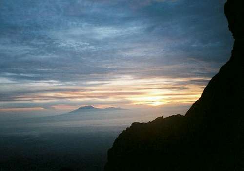 Sunrise over Merapi, january...