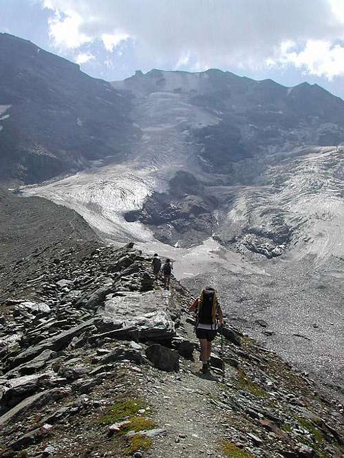  View towards Grande Rousse South <i>(3577m)</i> and Punta Tina <i>(3523m)</i>