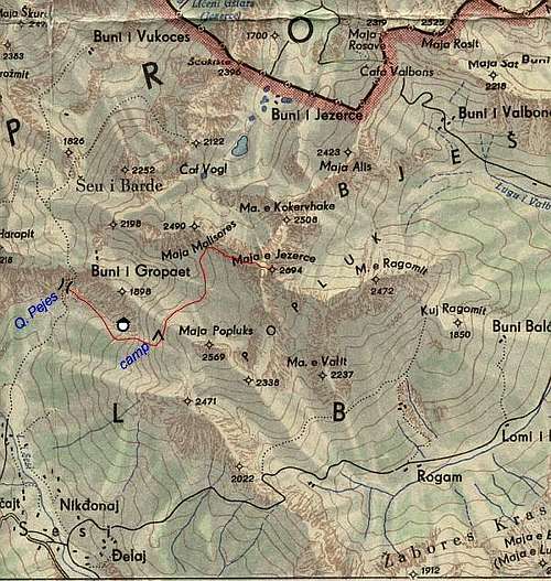 Map showing the south route...