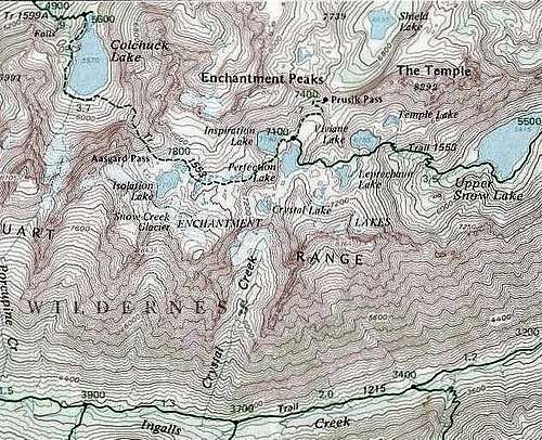 Map of Enchantment Peak area....