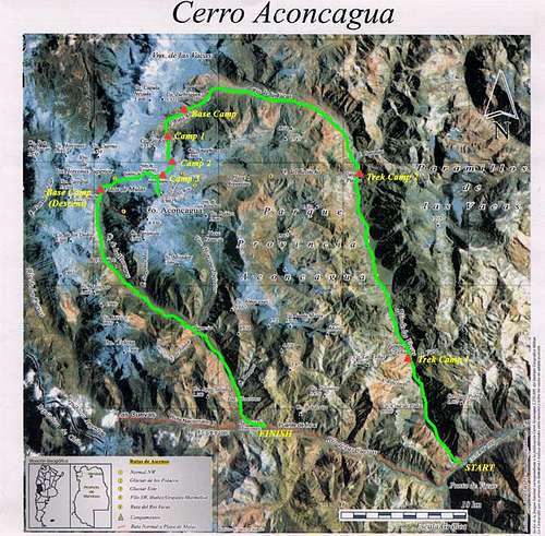 Map of Aconcagua showing our...