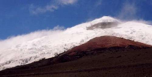 Looking to summit of Cotopaxi...
