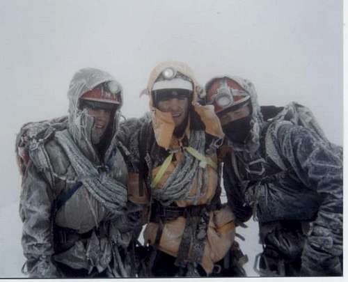 covered in ice at the summit-...