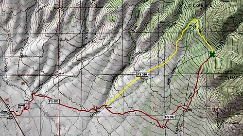 road map to Hunts' West Ridge route