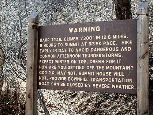 Warning sign at the base of...