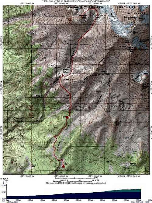 Shastina ascent route from...