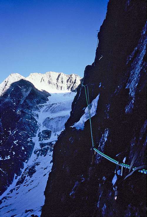 BJN Second belay station with glacier behind