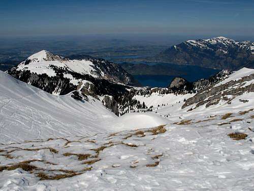 View from Glatt Grat above Brisenhaus to Lake of Lucerne