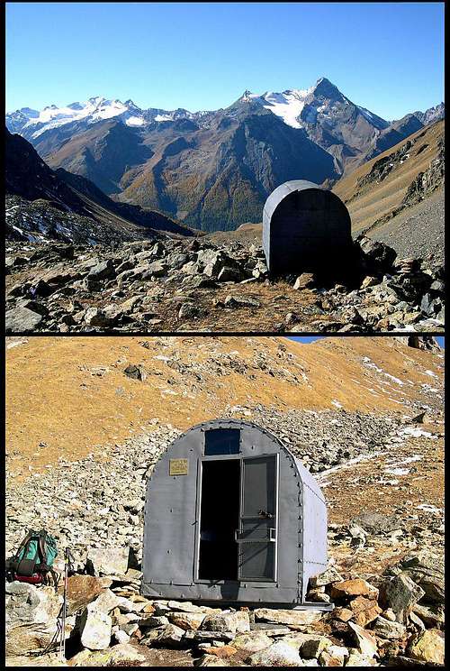 Double view  of Franco Nebbia fixed bivouac