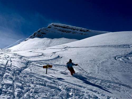 Below Glatt Grat where skiers must turn right to climb Brisen