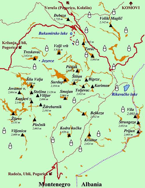 The Map of Kucka krajina Mountains