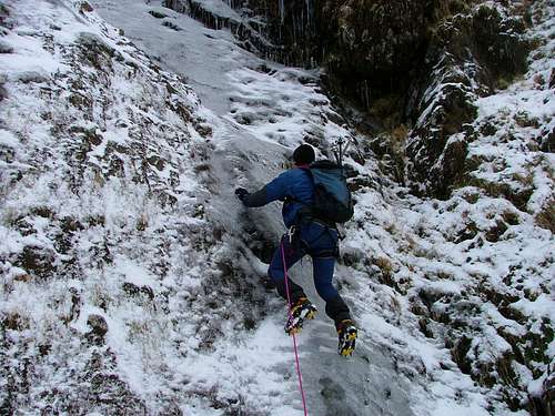 Ice climbing below Ben Lughmore