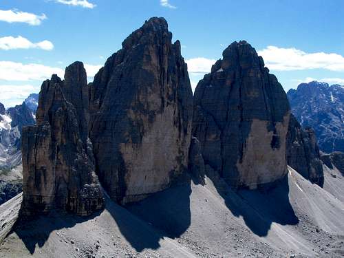 Tre Cime di Lavaredo seen from summit of Monte Paterno.7/2005
