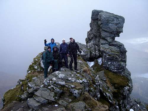 All the group just beneath the summit of the cobbler.