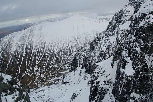 Top Section of Thompson's Route with Carn Mor Dearg rising in background