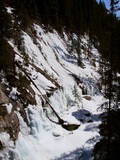 Looking back from the trail, Johnston Canyon