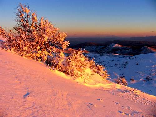 Sunset on Svilaja mountain.