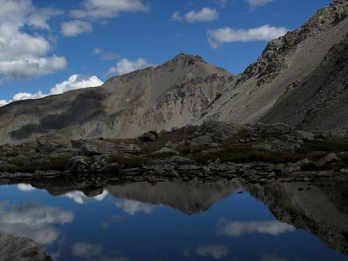 Mount Harvard reflected in a small pond