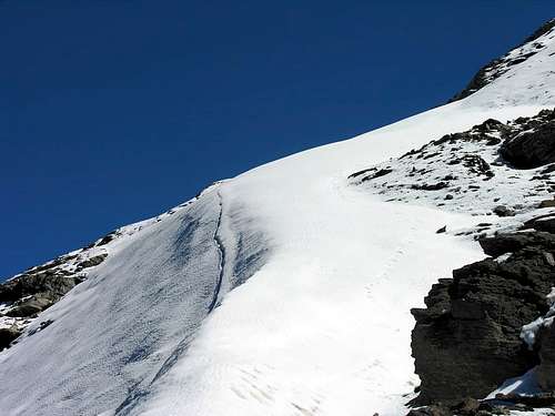 Upper part of Glacier de la Pointe Tersiva <i>3515m,</i> from Colle della Tersiva <i>3312m</i>