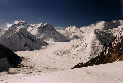 View North from Khan Tengri's lower slopes