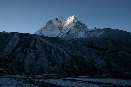 First light on Ama Dablam from Dingboche
